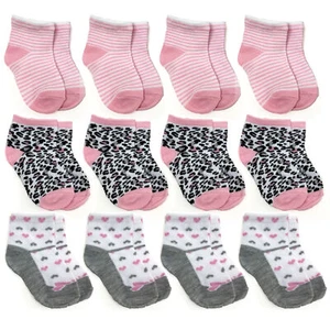 12 Pairs Multi Color Socks Newborn Baby Girl Kids Infant Toddler Crew Soft 3-9mo - Picture 1 of 1