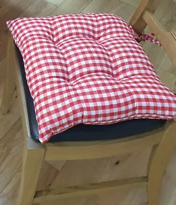 Cojines de cojín de asiento para silla de comedor rojo cereza a cuadros guinga 16" x 16" paquete de 2 - Imagen 1 de 1