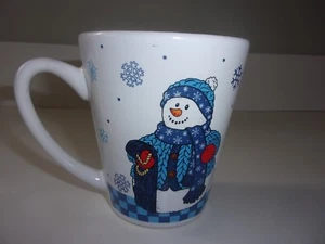 Stoneware Snowman Snowflakes Coffee Mug Cup - Picture 1 of 5