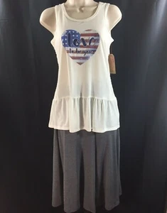 Gray White Red New Childrens Clothes Girls XL 2PC Tank Top Gaucho Pants Amy Byer - Picture 1 of 12