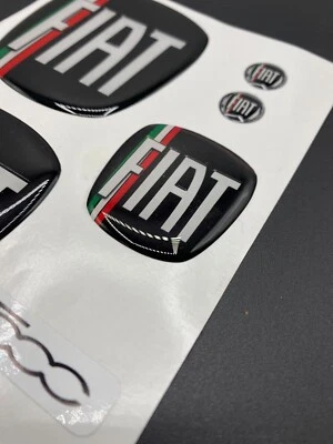 KIT STEMMI FIAT 500/PUNTO/BRAVO... ANT+POST+VOLANTE ADESIVO 3D RESINATO TUNING - Image 1 of 4