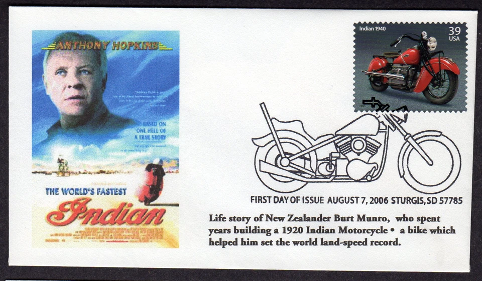 2006  1940 INDIAN MOTORCYCLE (4085) - JUNCTION Lone-Goat  BURT MUNRO FDC NW685 - Image 1 of 1