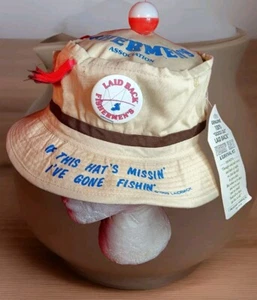 Vintage Retired Florida LAID BACK FISHERMEN'S CLUB Fishing Pier Bucket Hat - Picture 1 of 5