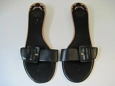 Sandalias CIRCA JOAN & DAVID "Travis" Cuero Negro Hebilla Borde Bronce Talla 8.5 M Foto 1 de 4