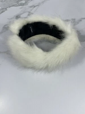 La Carrie Faux Fur Elastic Band Headband  White Luxury Warm and Chic New - Image 1 of 4