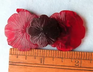 Vintage Art Déco Fiori Rossi Bordeaux Cintura o Sciarpa Clip/Fibbia - Foto 1 di 9