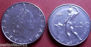 C47 ITALY ITALIA 50 LIRE 3° 1991 SENZA ROMBO E CON ORECCHIO A PUNTA FDC UNC - Imagen 1 de 1
