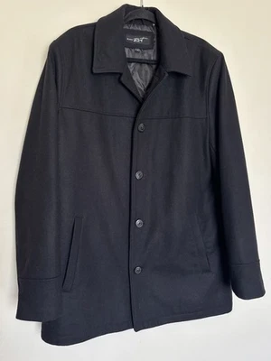 Vintage Black Rivet Men's Size L Wool Pea Coat Military Business Nautical Preppy - Image 1 of 4
