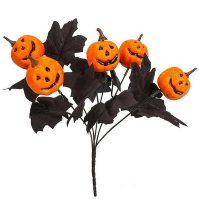5 Cabeza de Calabaza Artificial Seda Falsa Imitación Flores Hojas de Arce Halloween Gótico Foto 1 de 4