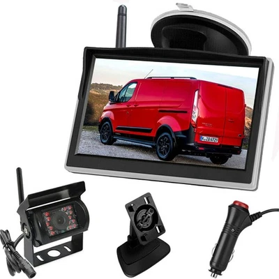 Wireless Reverse Camera 5" Rear View Monitor Kit for 12-24V Caravan RVs Truck - Image 1 of 4