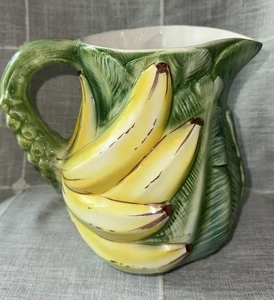 Hermosa jarra de plátanos mayólica pintada a mano - 64 oz. Hecho en Italia ¡EXCELENTE! - Imagen 1 de 8
