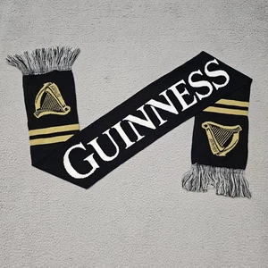 Guiness Bier Schal schwarz & gold Logo Fransen Strick ~ 57" x 6,75 Winterkleidung Geschenk - Bild 1 von 10