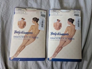 Lot 2 New Body Wrappers A91 Petite Total Stretch Tights Convertible Clear Straps - Picture 1 of 10