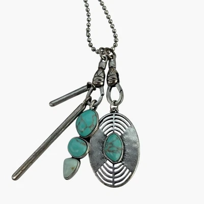 Collar colgante de plata turquesa marca Lucky detalles de dije de varias vías Foto 1 de 4