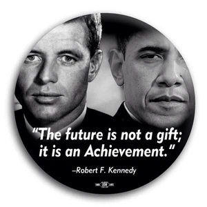 Bobby Robert F Kennedy RFK Barack Obama The Future Democrat Pin Button 3" - Picture 1 of 2