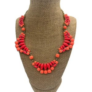 J Crew Gold Tone Necklace Pastel Coral Pink Adjustable 20" Bib Statement - Picture 1 of 5
