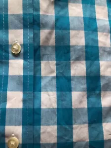 Tommy Hilfiger Shirt Men's Size 16 Long-Sleeve Collar Button Blue Checked E4 - Picture 1 of 4