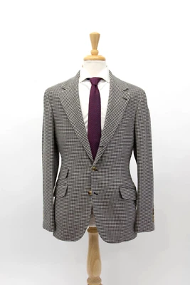 NUEVO CON ETIQUETAS $4850 Abrigo deportivo Brunello Cucinelli para hombre mezcla seda-lana pata de gallo A252 Foto 1 de 4