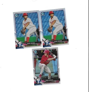 3 2018 BOWMAN CHROME DRAFT REFRACTOR PHILLIES 2X ADONIS MEDINA ADAM HASELEY - Picture 1 of 1