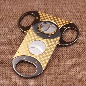 Cortador de cigarros de bolsillo de doble hoja de lujo enchapado en oro - Imagen 1 de 2