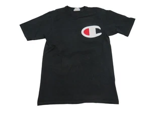 Vintage 90s Champion T-Shirt Mens Small Black Big Logo Skater Streetwear Y2K - Picture 1 of 8