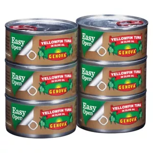 12 x Genova Yellowfin Tuna in Olive Oil 7 oz Pull Tab Tin Can Fish Fillet FRESH. - Picture 1 of 9