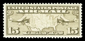 Scott C8 1927 15c Olive Brown Map Airmail Issue Mint VF OG NH Cat $4.75 - Picture 1 of 1