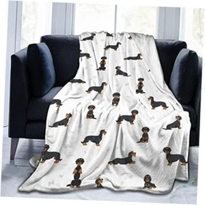 Dachshund Blanket Throw Soft Fleece Ultra Warm Plush Micro Flannel for Bed Bt6 - Picture 1 of 8