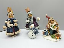Lot of 3 Donna Little Winter Theme Bunny Rabbit Figurines (READ)Enesco Christmas