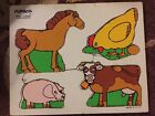 Vintage PLAYSKOOL FARM Animals 4 Piece Puzzle #180-05