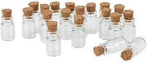 0.5ML 10X18Mm Tiny Empty Clear Cork Glass Bottles Jars Vials with Cork Stoppers - Picture 1 of 12