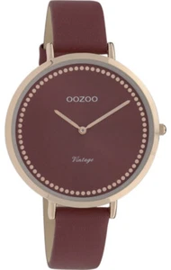 ooZoo Armbanduhr Damen Uhr C9851 Leder Flach Vintage Slim ∅40 bordeaux rosegold - Picture 1 of 1