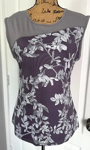 Eleven by Venus Williams Top Crew Neck Sleeveless Purple Floral Medium - Picture 1 of 5