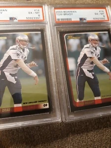 2003 Bowman Tom Brady PSA NM-MT 6 Card #14 NFL New England Patriots - Picture 1 of 4