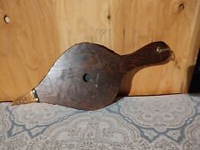 Vintage Wooden Fire Bellows With Camel Brass Plaque Design