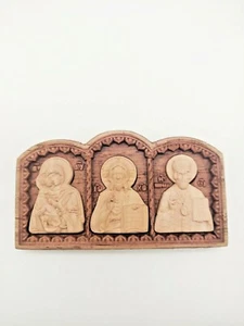 Icons Triple Mother of God, Jesus, St.Nicholas Orthodox w/sticker 8.5 x 4.5cm - Picture 1 of 6