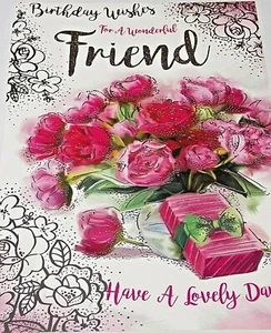 Tarjeta de cumpleaños Friend. Tema de flores. Tarjetas Kingfisher.  - Imagen 1 de 4