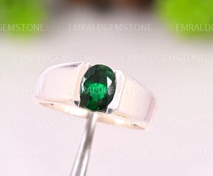Emerald Gemstone Handmade Ring 925 Sterling Silver Men's Ring All Ring Size - Picture 1 of 7