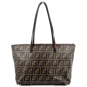 FENDI Zucca Tote Bag PVC Brown Authentic - Picture 1 of 12