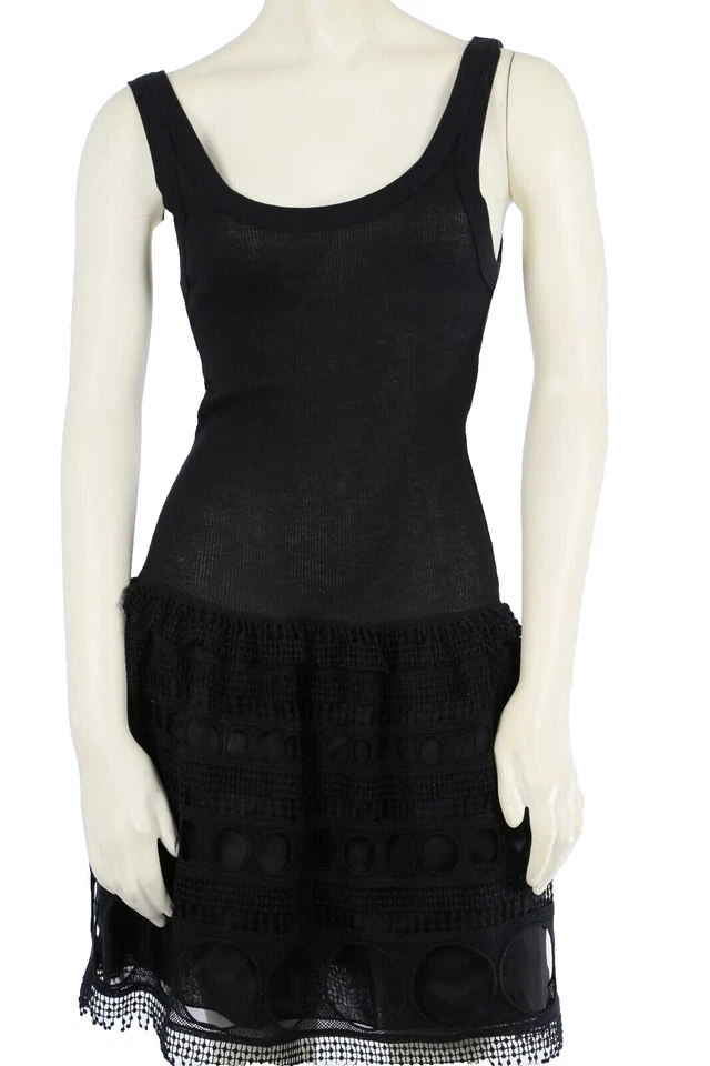 Vestido THREAD Social Negro Cintura Caída Algodón Encaje Talla 0 Foto 1 de 4