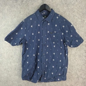 Rip Curl Shirt Mens Large Blue Button Up Short Sleeve Collared 13251 - Picture 1 of 11