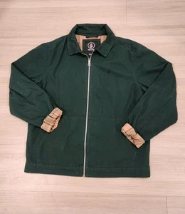 Volcom Skateboarding Oak Drive Mens Green Beige Plaid Jacket Full Zip Size Large - Picture 1 of 4