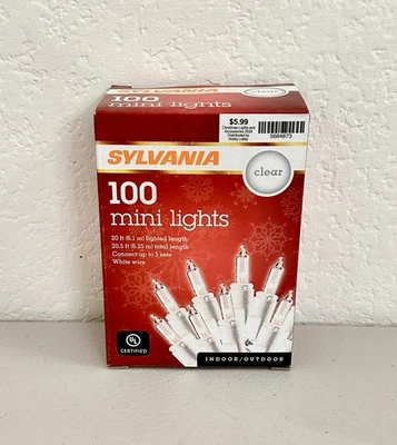 🔥NEW🔥 Sylvania 100 Mini Lights Incandescent on White Wire 20ft Indoor/Outdoor - Image 1 of 2