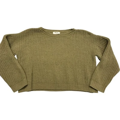 Женский вязаный укороченный свитер Double Zero размер Large зеленый с ребрами 100% полиэстер - Изображение 1 из 4