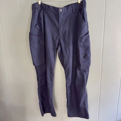Carhartt utility pants men 38x30 navy cargo workwear distressed paint stain hole - Image 1 of 4