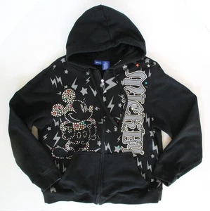 Disney Mickey Mouse Black Sweatshirt 2 XL Large Full Zip Hoodie - Picture 1 of 6