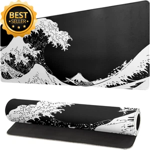 Japanese Sea Wave Large Gaming Mouse Pad Non-Slip Rubber Desk Mat 31.5x11.8" - Picture 1 of 12