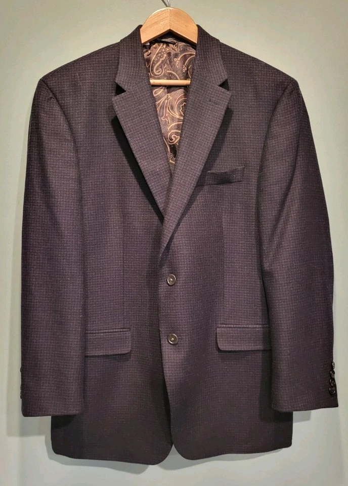 Abrigo deportivo Lauren Ralph Lauren lana cachemir azul marrón cuadros 2 botones talla 42R Foto 1 de 4