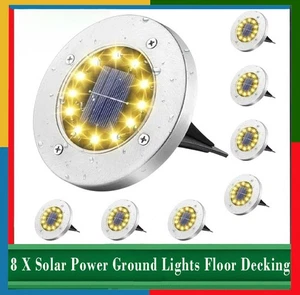 8 x Solar Power Bodenleuchten Bodenbelag Terrasse Außen Garten Rasen Weg. - Bild 1 von 6
