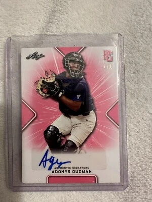 2021 Leaf Perfect Game Adonys Guzman Blank Back Pink Auto 1/1 - Image 1 of 2